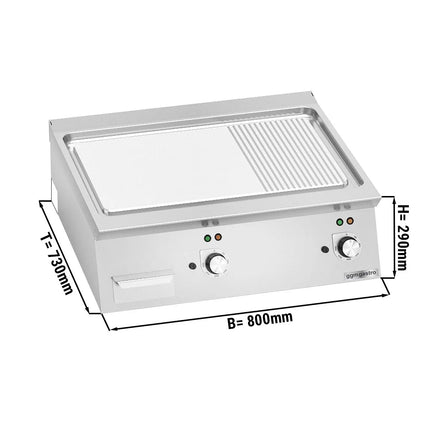 GGM Gastro Bếp Chiên Nướng Điện - 9.6kW - Mặt Nửa Phẳng Nửa Rãnh