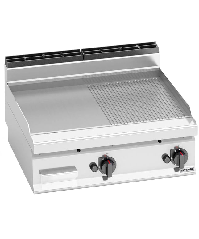 GGM Gastro Bếp Chiên Nướng Gas - 13.8kW - Mặt Nửa Phẳng Nửa Rãnh - Diện Tích Nấu: 795x500mm