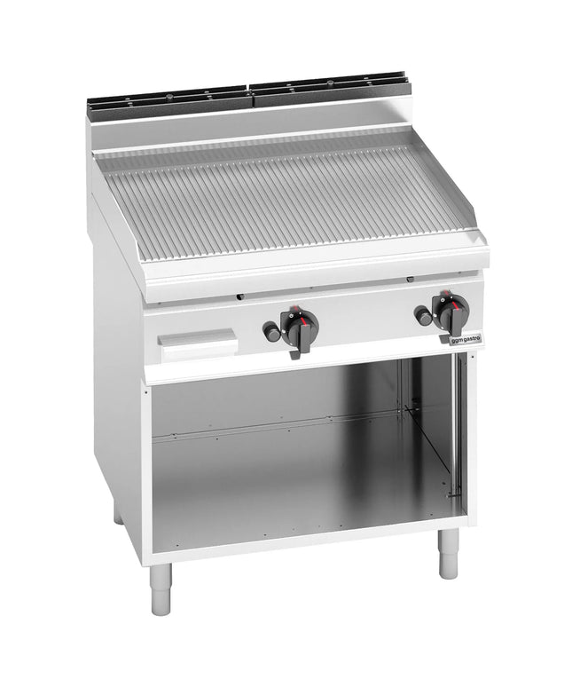 GGM Gastro Bếp Chiên Nướng Gas - 13.8kW - Mặt Nửa Phẳng Nửa Rãnh - Diện Tích Nấu: 795x500mm - Có Chân Đứng