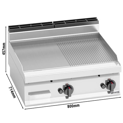 GGM Gastro Bếp Chiên Nướng Gas - 13.8kW - Mặt Nửa Phẳng Nửa Rãnh - Diện Tích Nấu: 795x500mm