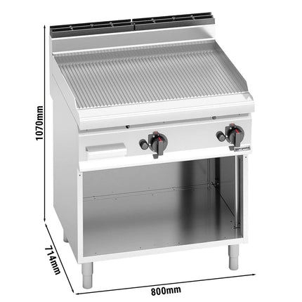 GGM Gastro Bếp Chiên Nướng Gas - 13.8kW - Mặt Nửa Phẳng Nửa Rãnh - Diện Tích Nấu: 795x500mm - Có Chân Đứng