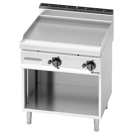GGM Gastro Bếp Chiên Nướng Gas - 13.8kW - Mặt Nửa Phẳng Nửa Rãnh - Diện Tích Nấu: 795x500mm - Có Chân Đứng