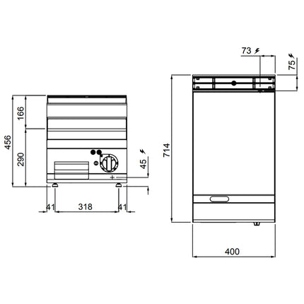 GGM Gastro Bếp Chiên Phẳng Điện - 4.8kW - Mặt Phẳng - Diện Tích Nấu: 400x700mm