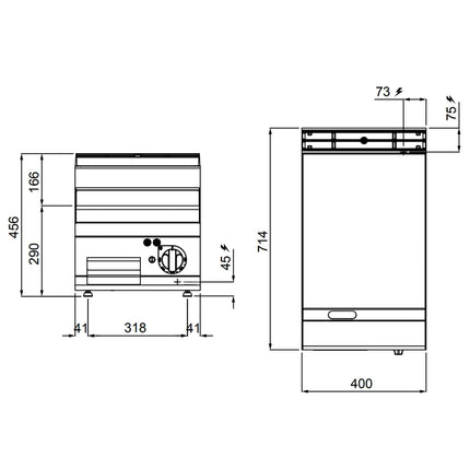 GGM Gastro Bếp Chiên Phẳng Điện - 4.8kW - Mặt Phẳng - Diện Tích Nấu: 400x714mm