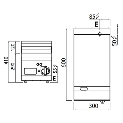 GGM Gastro Bếp Chiên Phẳng Điện - 4kW - Mặt Phẳng - Diện Tích Nấu: 296x430mm