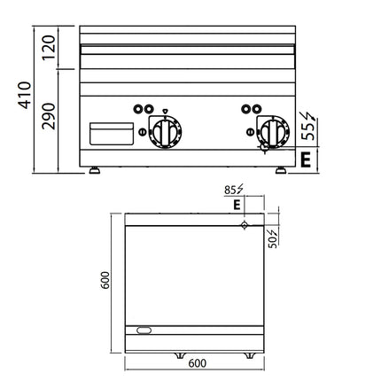 GGM Gastro Bếp Chiên Phẳng Điện - 8kW - Mặt Phẳng - Diện Tích Nấu: 596x430mm