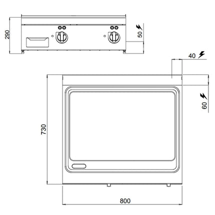 GGM Gastro Bếp Chiên Phẳng Điện - 9.6kW - Mặt Phẳng