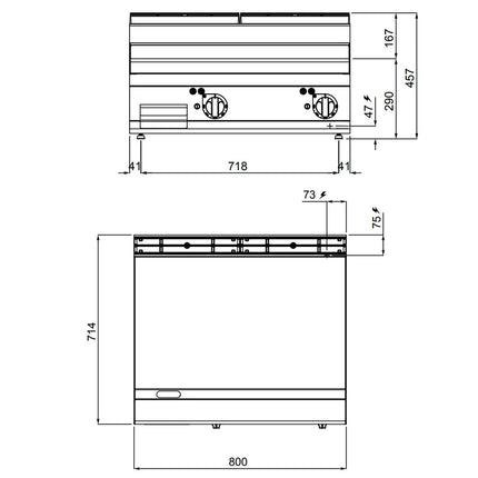 GGM Gastro Bếp Chiên Phẳng Điện - 9.6kW - Mặt Phẳng - Diện Tích Nấu: 795x500mm