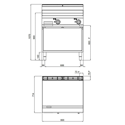 GGM Gastro Bếp Chiên Phẳng Điện - 9.6kW - Mặt Phẳng - Diện Tích Nấu: 795x500mm - Có Chân Đứng