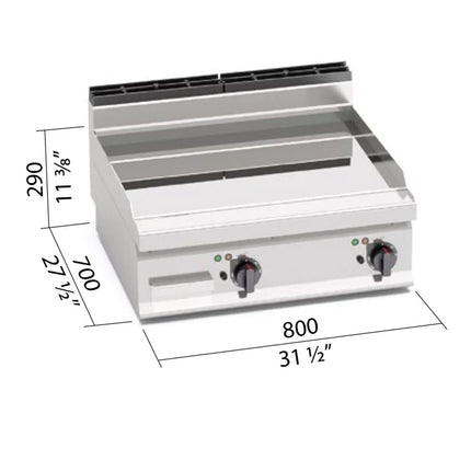 GGM Gastro Bếp Chiên Phẳng Điện - 9.6kW - Mặt Phẳng - Diện Tích Nấu: 800x714mm