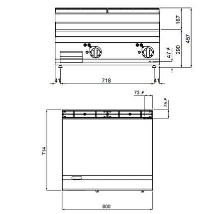 GGM Gastro Bếp Chiên Phẳng Điện - 9.6kW - Mặt Phẳng - Diện Tích Nấu: 800x714mm