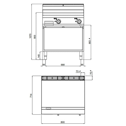GGM Gastro Bếp Chiên Phẳng Điện - 9.6kW - Mặt Phẳng - Diện Tích Nấu: 800x714mm - Có Chân Đứng