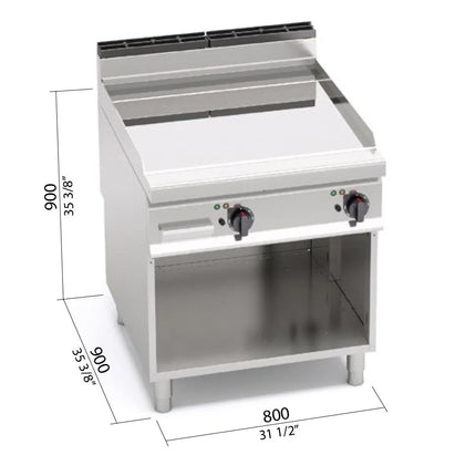 GGM Gastro Bếp Chiên Phẳng Điện - Mặt Mạ Crôm Cứng - 11.4kW - Mặt Phẳng - Diện Tích Nấu: 396x667mm - Có Chân Đứng