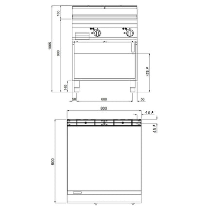 GGM Gastro Bếp Chiên Phẳng Điện - Mặt Mạ Crôm Cứng - 11.4kW - Mặt Phẳng - Diện Tích Nấu: 396x667mm - Có Chân Đứng