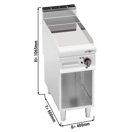 GGM Gastro Bếp Chiên Phẳng Điện - Mặt Mạ Crôm Cứng - 5.7kW - Mặt Phẳng - Diện Tích Nấu: 396x667mm - Có Chân Đứng
