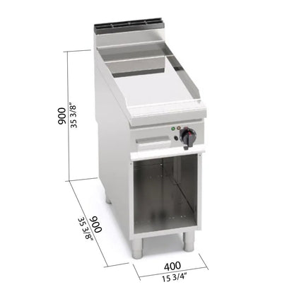 GGM Gastro Bếp Chiên Phẳng Điện - Mặt Mạ Crôm Cứng - 5.7kW - Mặt Phẳng - Diện Tích Nấu: 396x667mm - Có Chân Đứng