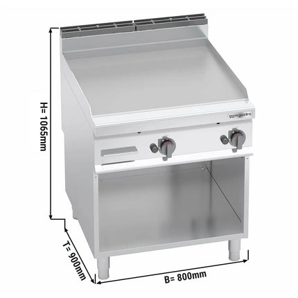 GGM Gastro Bếp Chiên Phẳng Gas - 20kW - Mặt Phẳng - Diện Tích Nấu: 796x667mm - Có Chân Đứng