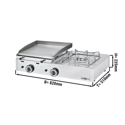 GGM Gastro Bếp Chiên Phẳng Gas - 6.3kW - Mặt Phẳng - Diện Tích Nấu: 383x395mm