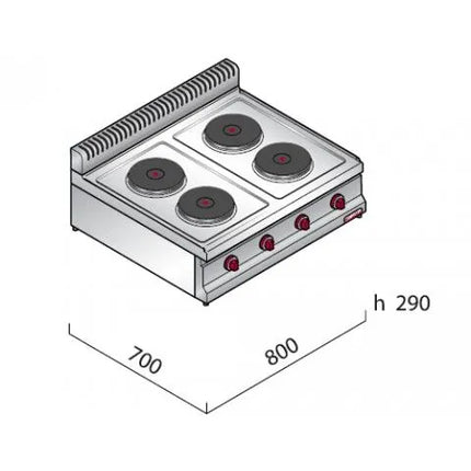 GGM Gastro Bếp Điện - 10.4kW - 4 Mặt