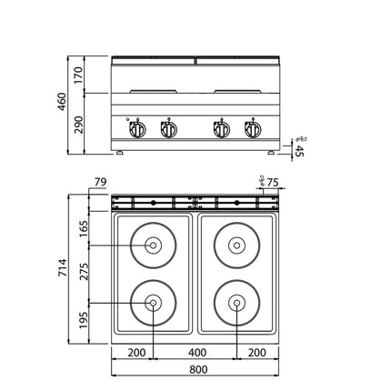 GGM Gastro Bếp Điện - 10.4kW - 4 Mặt