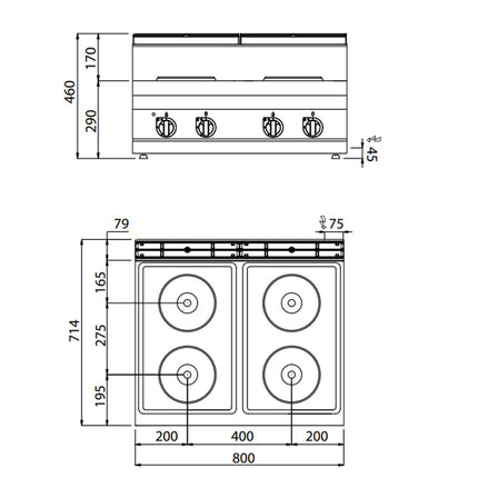 GGM Gastro Bếp Điện - 10.4kW - 4 Mặt