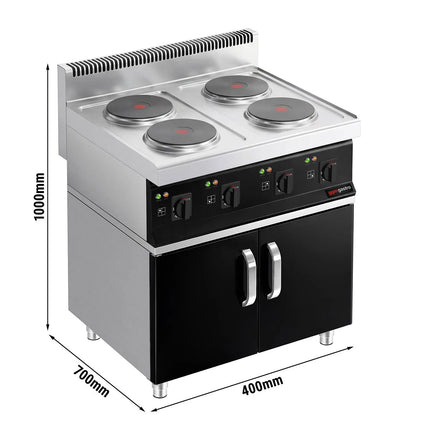 GGM Gastro Bếp Điện - 12.8kW - 4 Mặt - Có Tủ Bệ - 2 Cánh