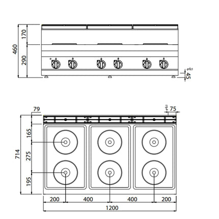 GGM Gastro Bếp Điện - 15.6kW - 6 Mặt