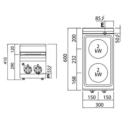 GGM Gastro Bếp Điện - 4kW - 2 Mặt
