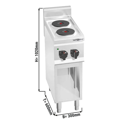 GGM Gastro Bếp Điện - 4kW - 2 Mặt - Có Kệ Dưới Hở