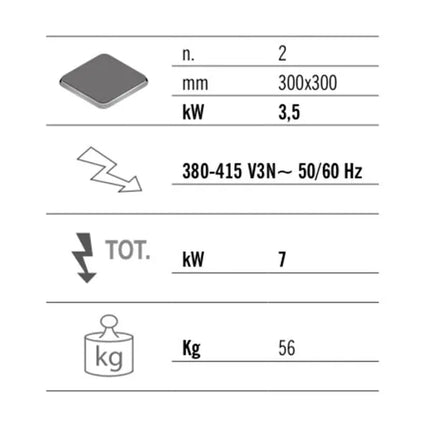 GGM Gastro Bếp Điện - 7kW - 2 Mặt - Có Kệ Dưới Hở - Hạng Nặng