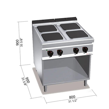 GGM Gastro Bếp Điện - 7kW - 4 Mặt - Có Kệ Dưới Hở