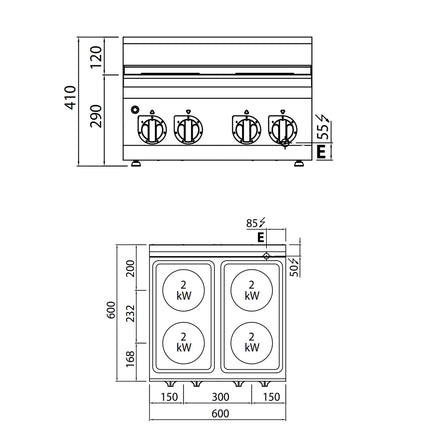 GGM Gastro Bếp Điện - 8kW - 4 Mặt