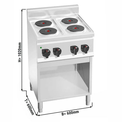 GGM Gastro Bếp Điện - 8kW - 4 Mặt - Có Kệ Dưới Hở