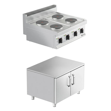 GGM Gastro Bếp Điện - 9.2kW - 4 Mặt - Có Tủ Bệ - 2 Cánh