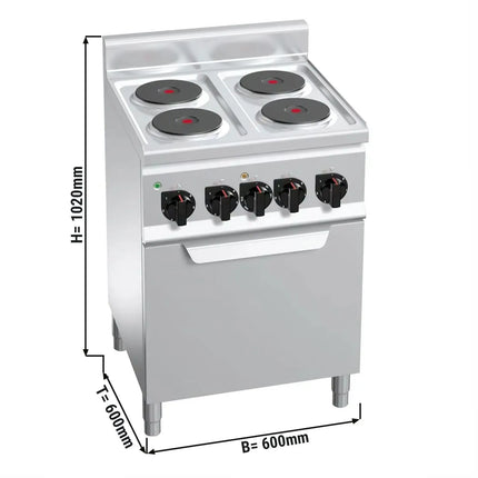 GGM Gastro Bếp Điện Liền Lò - 11kW - 4 Mặt - Kèm Lò Đối Lưu Điện - 3kW