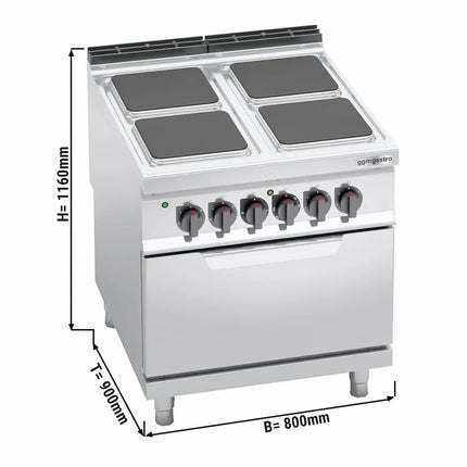 GGM Gastro Bếp Điện Liền Lò - 21.5kW - 4 Mặt - Kèm Lò Điện Tĩnh - 7.5kW