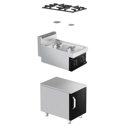 GGM Gastro Bếp Gas - 10kW - 2 Họng - Có Tủ Bệ - 1 Cánh