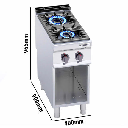 GGM Gastro Bếp Gas - 19kW - 2 Họng - Có Kệ Dưới Hở - Hạng Nặng - Công Suất Cao