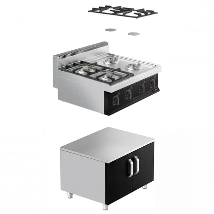 GGM Gastro Bếp Gas - 23kW - 4 Họng - Có Tủ Bệ - 2 Cánh