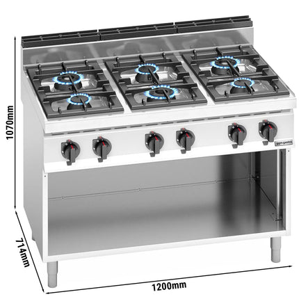 GGM Gastro Bếp Gas - 31.5kW - 6 Họng - Có Kệ Dưới Hở