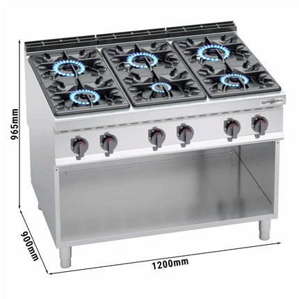 GGM Gastro Bếp Gas - 53.5kW - 6 Họng - Có Kệ Dưới Hở