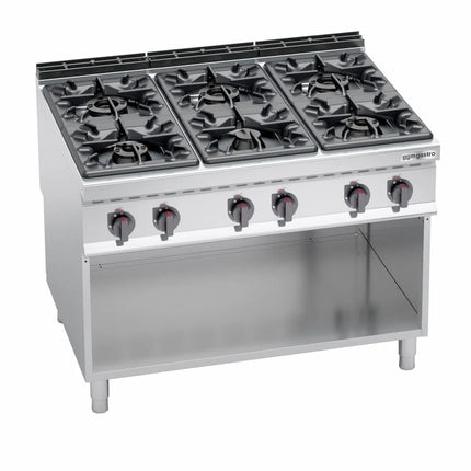 GGM Gastro Bếp Gas - 53.5kW - 6 Họng - Có Kệ Dưới Hở