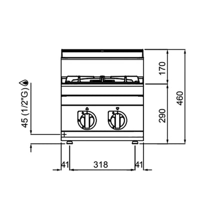 GGM Gastro Bếp Gas - 9.5kW - 2 Họng