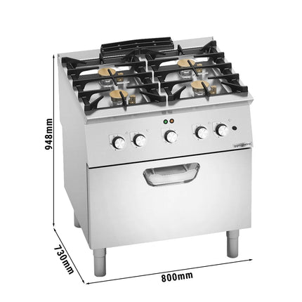 GGM Gastro Bếp Gas Liền Lò - 28.68kW - 4 Họng - Kèm Lò Đối Lưu Điện - 4.68kW