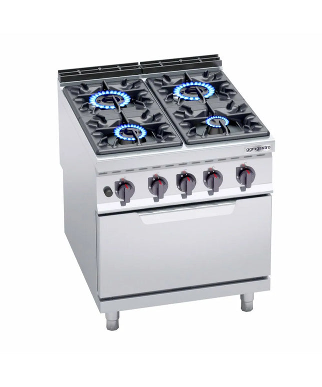 GGM Gastro Bếp Gas Liền Lò - 34.5kW - 4 Họng - Kèm Lò Gas Tĩnh - 7.8kW