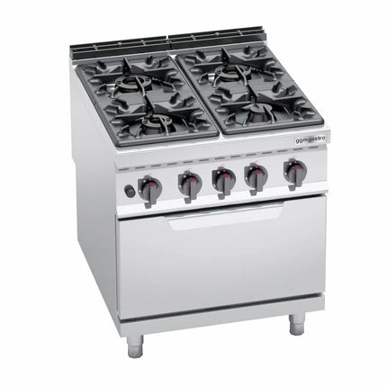 GGM Gastro Bếp Gas Liền Lò - 34.5kW - 4 Họng - Kèm Lò Gas Tĩnh - 7.8kW