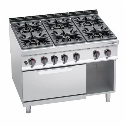 GGM Gastro Bếp Gas Liền Lò - 61.3kW - 6 Họng - Kèm Lò Gas Tĩnh - 7.8kW