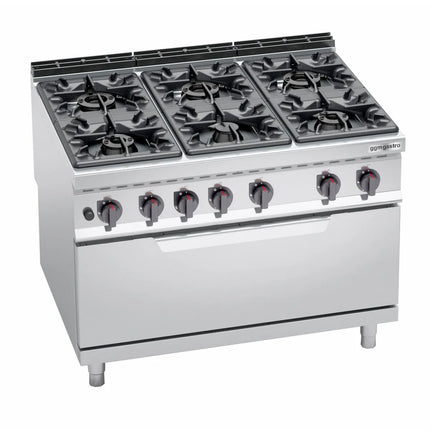 GGM Gastro Bếp Gas Liền Lò - 65.5kW - 6 Họng - Kèm Lò Gas Tĩnh - 12kW