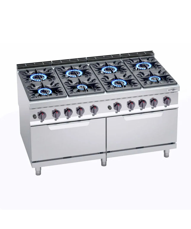 GGM Gastro Bếp Gas Liền Lò - 84.2kW - 8 Họng - Kèm Lò Gas Tĩnh - 7.6kW - Hạng Nặng