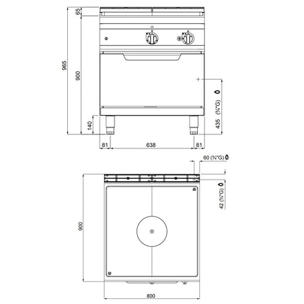 GGM Gastro Bếp Gas Mặt Liền - 20.8kW - Kèm Lò Gas Tĩnh - 7.8kW